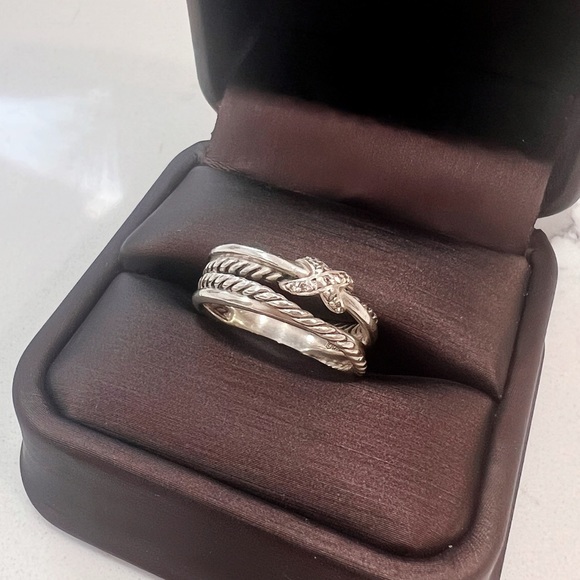 Size 6.5 Yurman X Crossover Band Ring in Sterling Silver with Pavé Diamonds - Picture 3 of 4